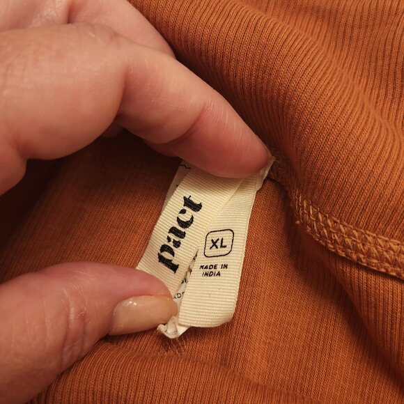 Pact Organic Cotton Ribbed Cotton Leggings - Pumpkin Color - Size XL - Picture 5 of 6